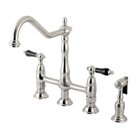 KS1278PKLBS Duchess Bridge Kitchen Faucet W/Brass Sprayer, Brushed Nkl